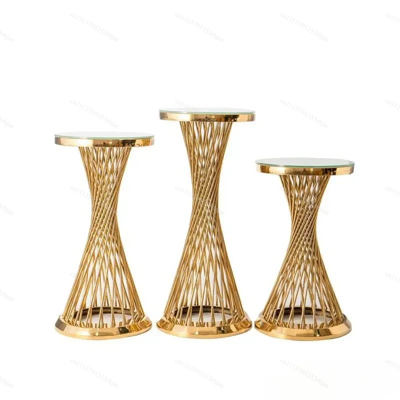 Wedding supplies small waist cake table hotel family living room decoration edge few ornaments electroplated gold stainless stee