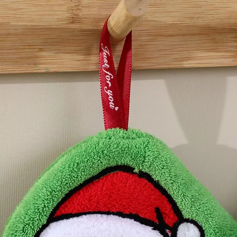 Coral Velvet Christmas Hand Towel Thick Absorbent Soft Touch Hanging Hand Towel Christmas Print Hanging Loop Coral Velvet Towel