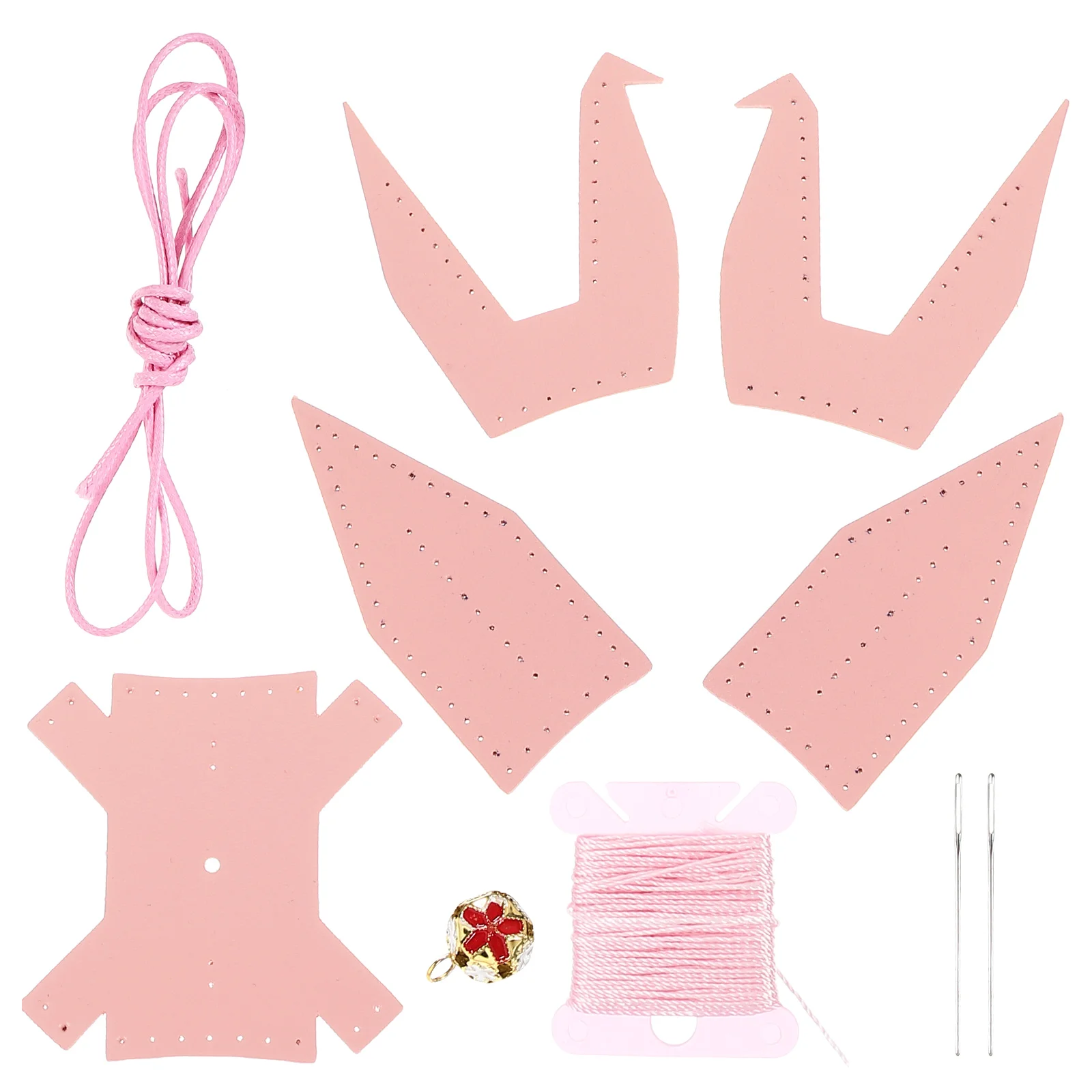 

DIY Material Set Car Interior Crane Pendant Pink Pre Punched Sheets Sewing Kit Crafting Supplies Holiday Decor