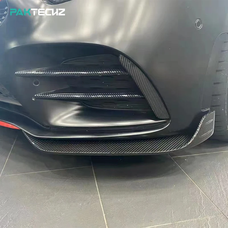 Paktechz Dry Carbon Fiber Parts Body Kit Front Corner Splitter for Mercedes Benz W177 a Class Sport A35 Hatchback Sedan