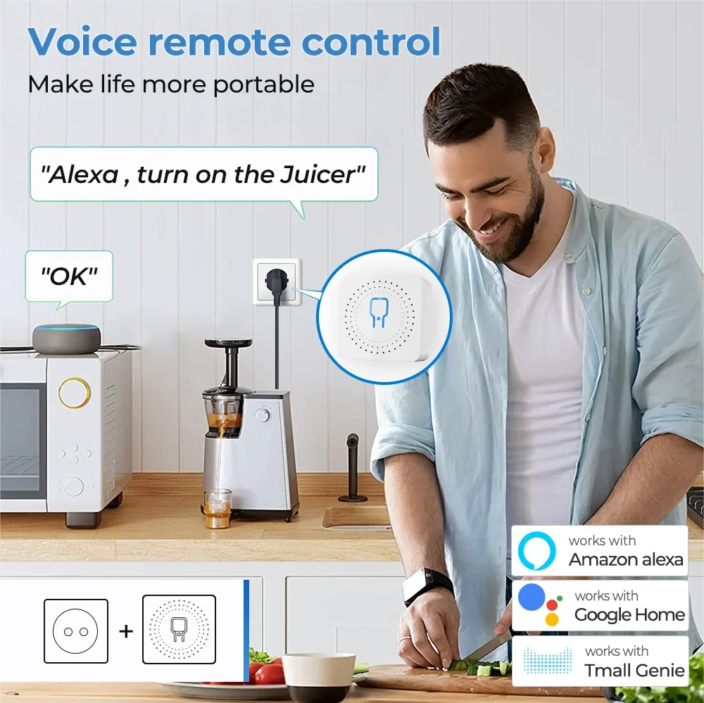 ONENUO 16A Wifi Switch DIY Smart Home Control Relay Smart LIfe APP Control Remotely Timer Works With Alexa Google Home Alice