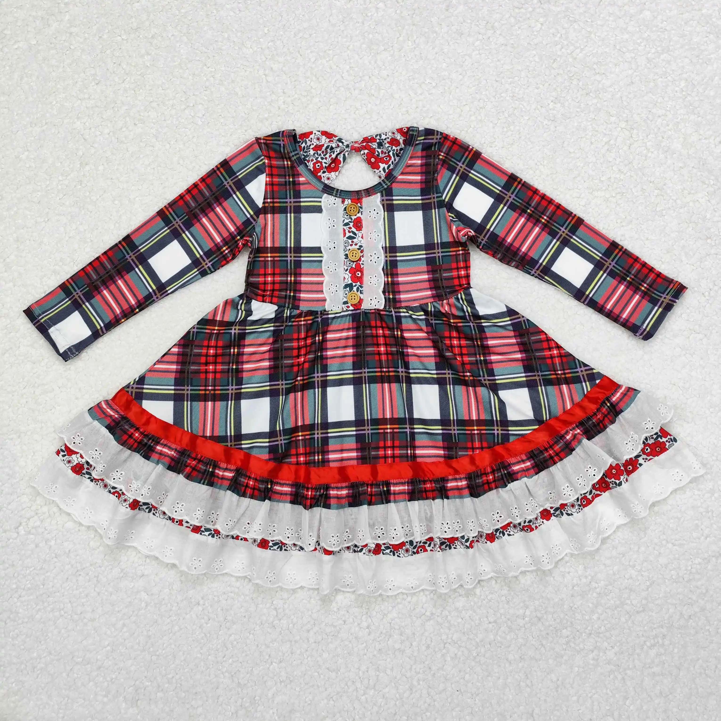 Kids Christmas Clothes Long Sleeve Baby Girl Dress  Children Fashion Boutique Clothing Twirl Dress