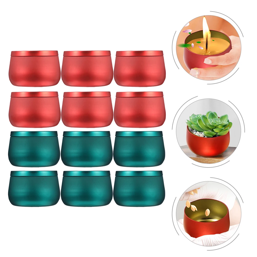

12pcs Round Storage Tinplate Jars Tea Cans Sundries Can Candy Jar Sealed Container Gift Box For Jewelry Beads Buttons Craft