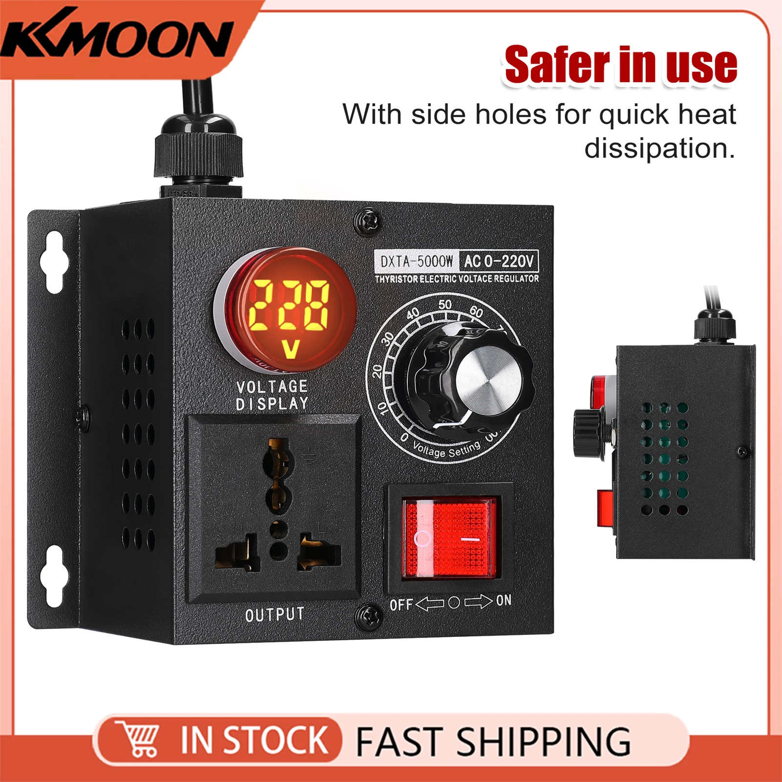 

AC220V 5000W Stepless Voltage Regulator Portable Variable Monophase Voltage Controller Temperature Speed Light Adjuster