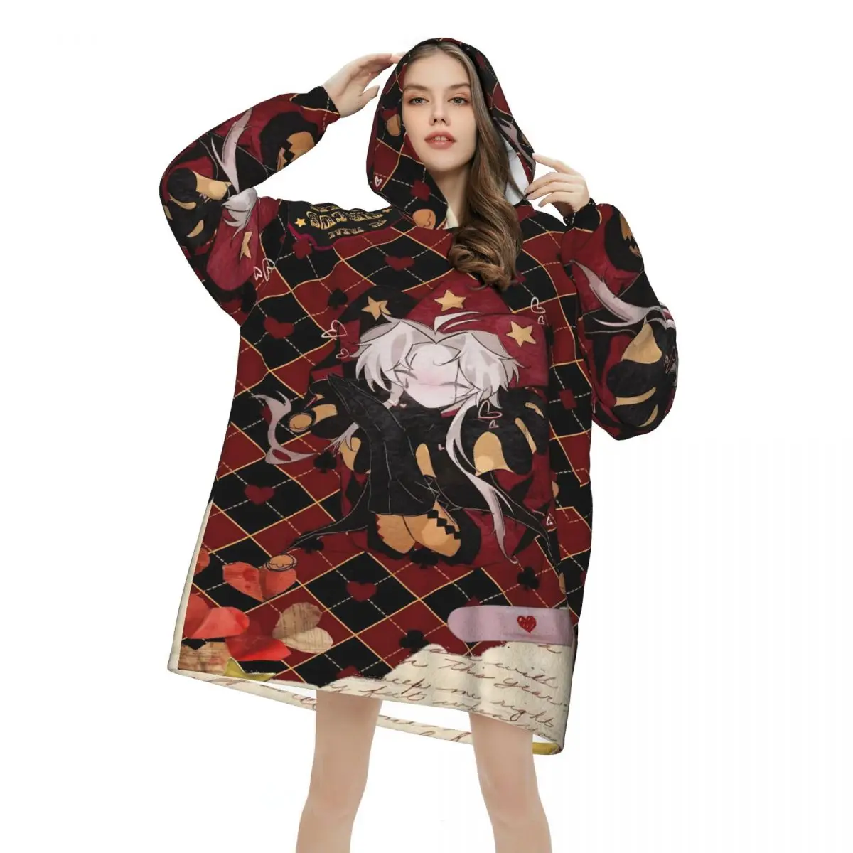Pierrots The Freak Circus Wearable Blanket Hoodie for Women Men Oversized Sweatshirt Blanket with Pocket