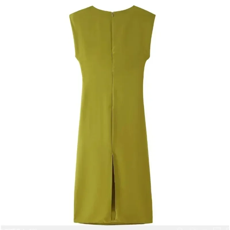 فستان نسائي بدون أكمام مطوي فوق الركبة ، فستان حفلة تنحيف غير رسمي ، موضة الاتحاد الأوروبي والأمريكية ، مثير ، جديد ،