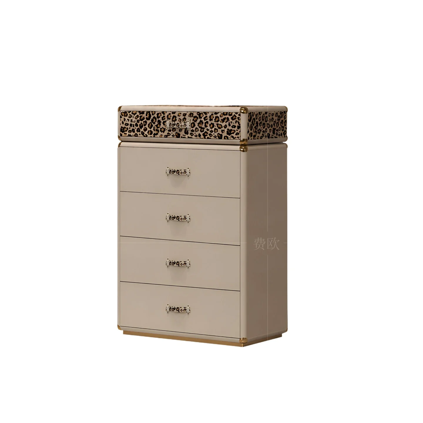LMM light luxury Italian marble mansion decoration horse hair milk cowhide bucket cabinet