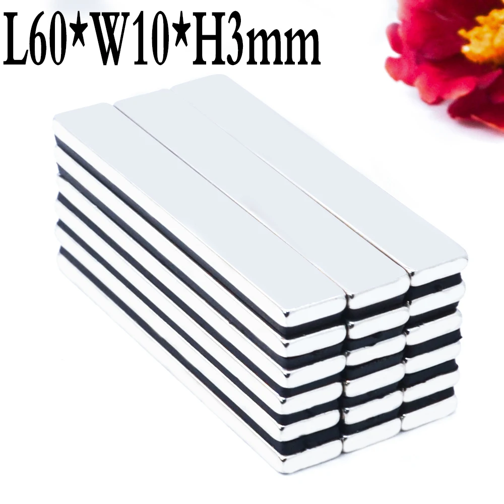 1/5/10/15/20/100PCS 60x10x3mm Quadrate Powerful Strong Magnets N35 Strip Search Magnet 60x10x3 Block Neodymium Magnets 60*10*3mm