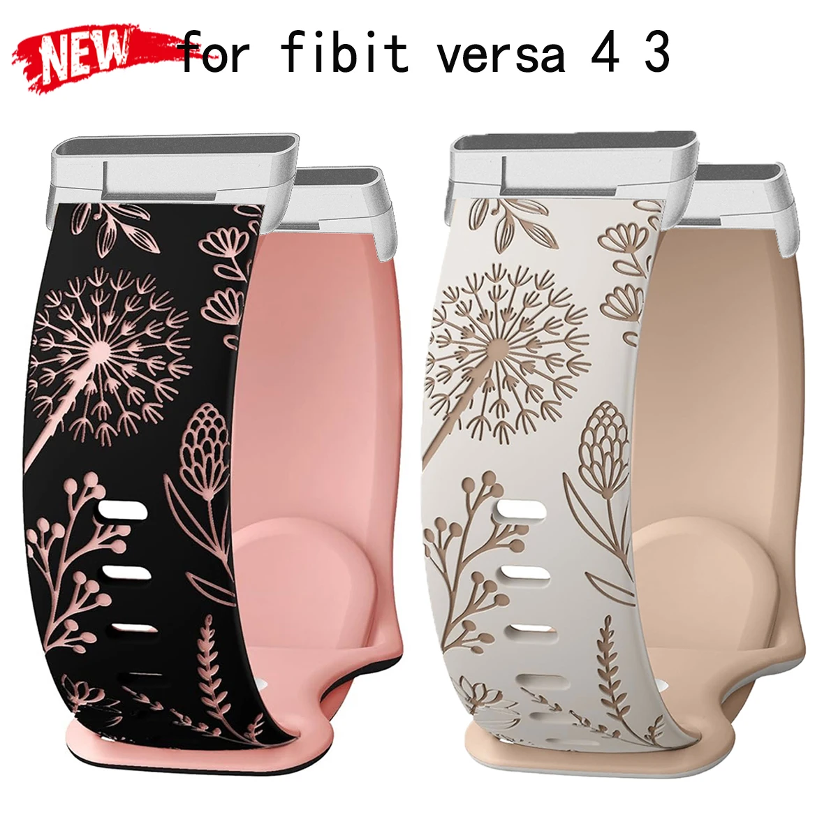 NEUES Silikonarmband für Fitbit Versa 4 3 Versa Lite Zweifarbiges Löwenzahnband für Fitbit Versa 4 3 Smartwatch Ersatz-Sportarmband