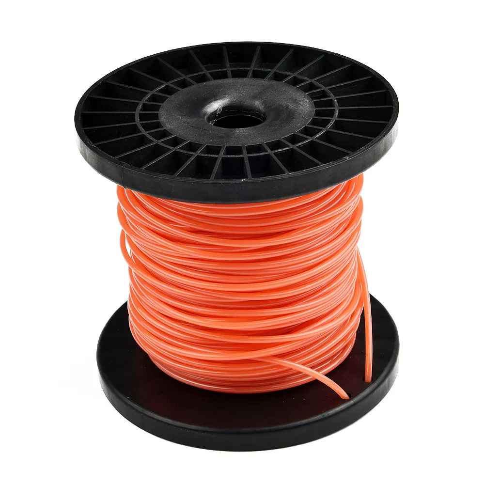 50m 2.7mm Mowing Nylon Grass Trimmer Rope Brush Cutter Strimmer- Line Round Brushcutter Trimmer Cord Line Wire Orange Color