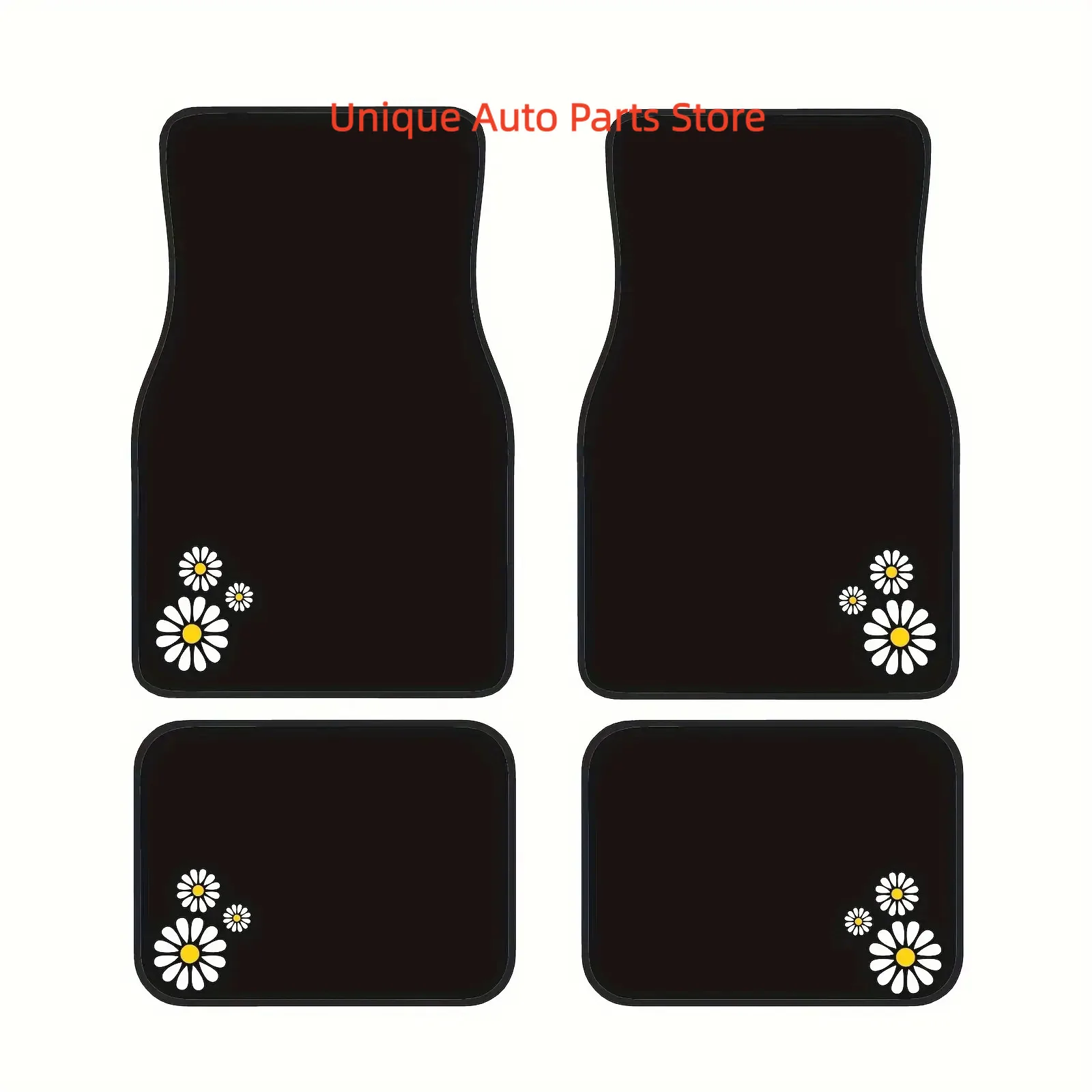 4pcs Daisy Flower Pattern Car Floor Mats, Easy to Clean, Suitable for All Models Accessories, Suitable for Sedans And SUVs, Styl