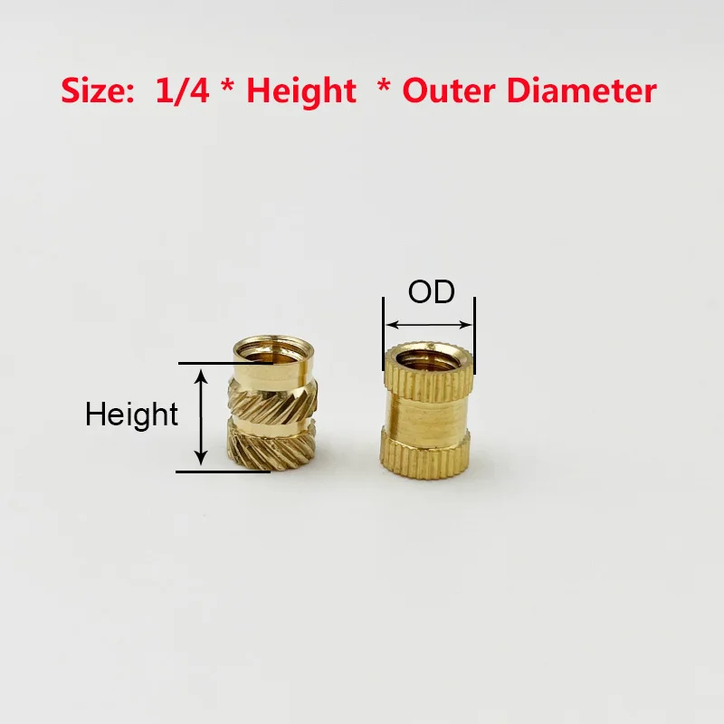 Einsatz 1/4 Zoll Größe Messing Wärme gewinde Einsatz mutter gerändelt Messing Hot Melt Moulding Spritzguss eingebettete Kupfer mutter für den 3D-Druck – Detail 3