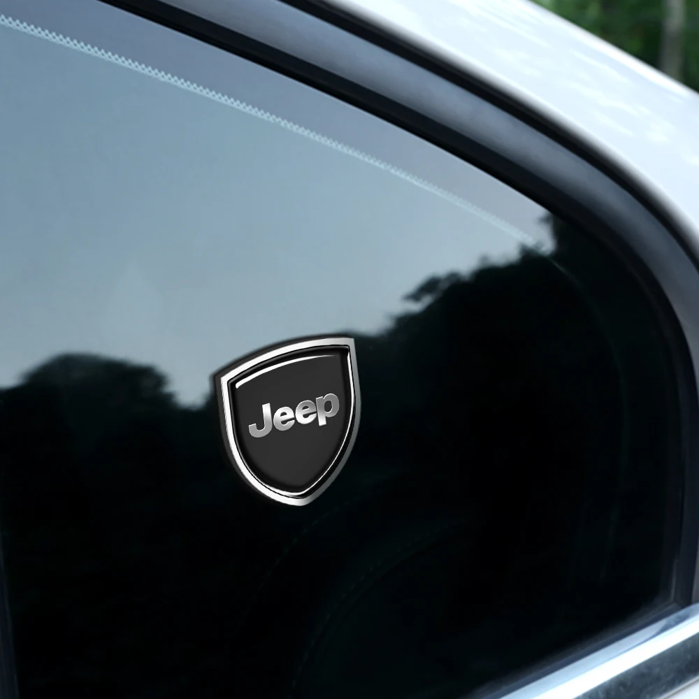 1/2Pcs Car Metal Shield Sticker Body Trunk Side Door Window Decorative Decal For Jeep Renegade Patriot Wrangler Cherokee Compass