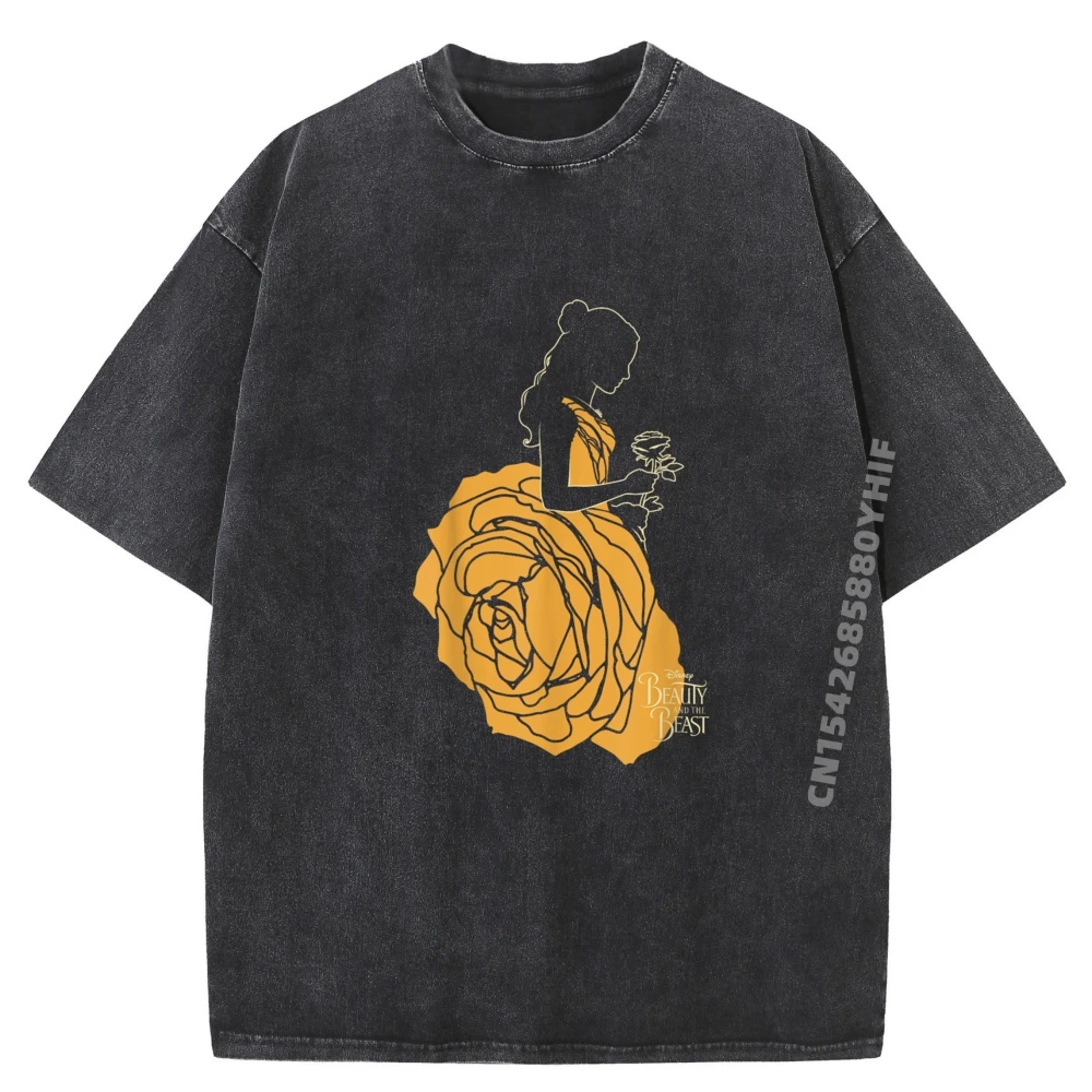 

Beauty The Beast Belle A Rose T Shirt Graphic Tee Vintage Camisa Newest Printed Retro Washed Tee Shirt Normal