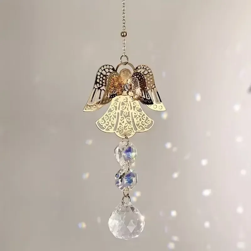 1PC Handmade  Angel Crystal Ball Prism Car Pendant Rainbow Maker Sun Catchers Hanging Ornament For Home Garden Decor Gift ﻿
