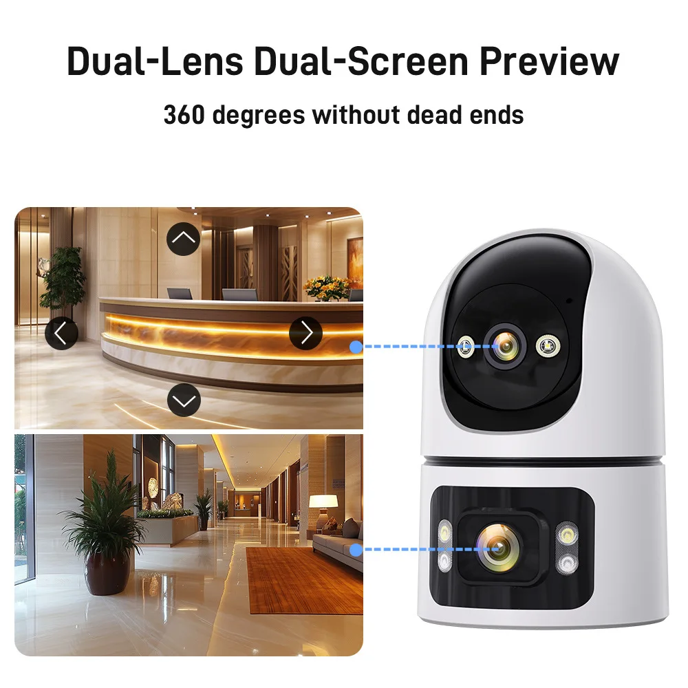 6MP UHD O-KamAPP Bluetooth Dual Lens Video Linkage Full Color IP Camera AI Humanoid Detection Home Security CCTV Baby Monitor