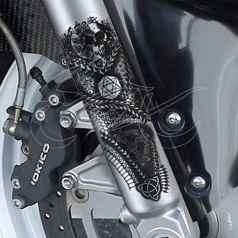 1 par de calcomanías adhesivas de calavera para horquilla delantera de motocicleta, ajuste Universal para Harley Sportster Softail Honda Yamaha Kawasaki Suzuki BMW