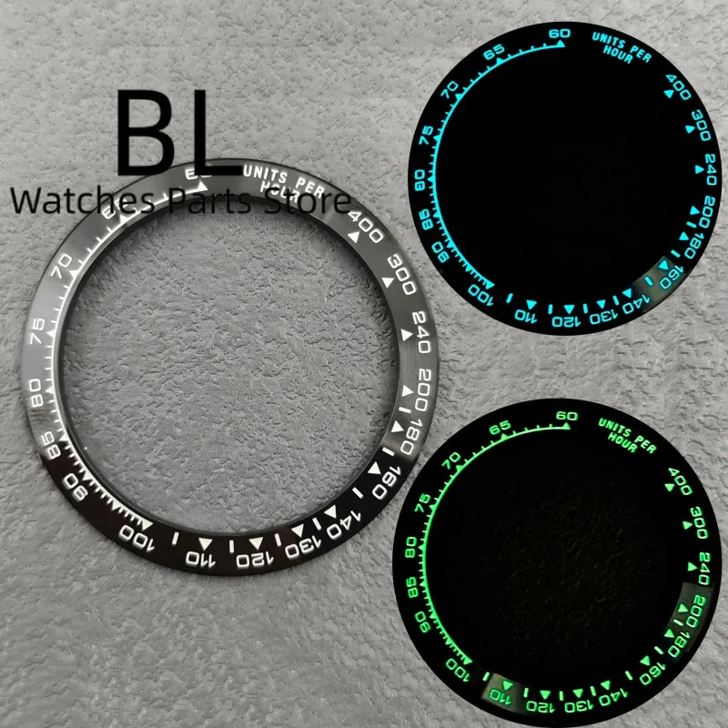 

Зеленый/синий светящийся керамический вкладыш для безеля часов Green/GBW9, хронограф, 39,3*31,0 мм, подходит для корпуса часов BLIGER 40MM SUB/VK63.
