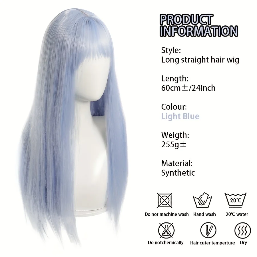 Light Purple and Dark Purple Straight Synthetic Wig For Cosplay, Parties, And Daily Wear Light Green Highlights Light Blue