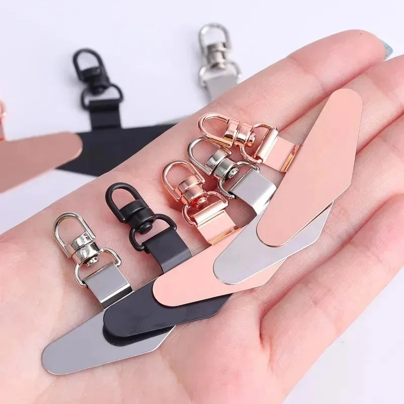 6-1PCS Phone Lanyard Connect Patch Anti-lost Replacement Stainless Steel 360 Rotatable Mobile Phone Safty Patch Gasket Tab Clip