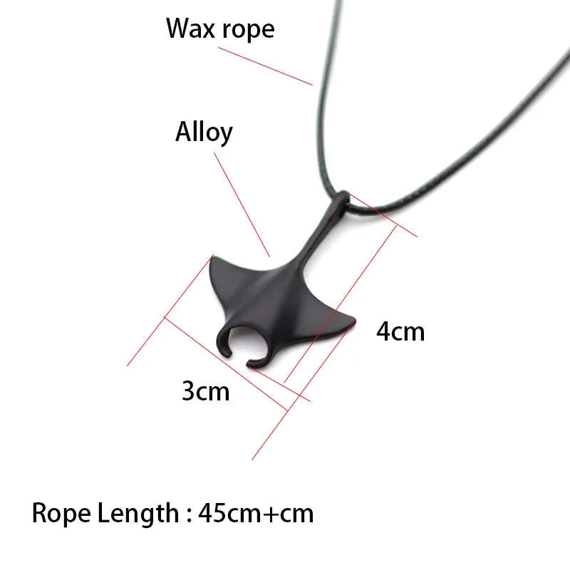 Fashion Marine Life Manta Ray Necklace For Men Minimalist Long Black Rope Collar Ocean Love Jewelry Summer Beach Surfing Colar