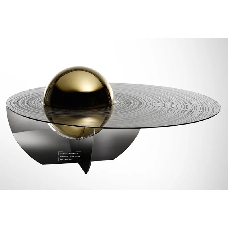 

Modern light luxury stainless steel planet minimalist metal plating coffee table