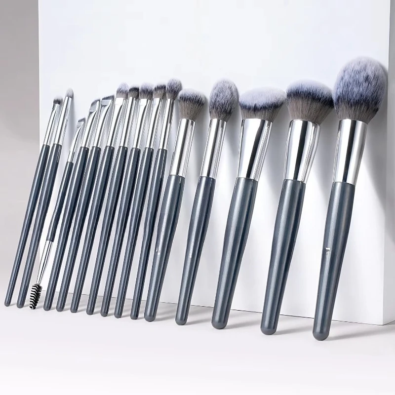 

15 Luxury Grey Makeup Brush Set Synthetic Hair Painting Set