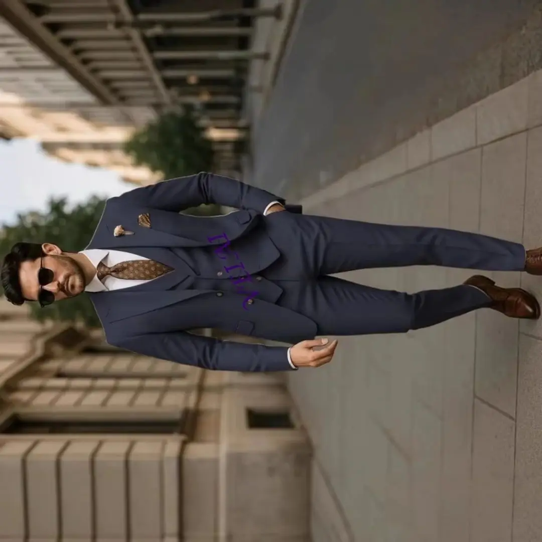 

Customized3 Piece Khaki Men's Suits Slim Fit Peak Lapel Elegant Wedding Business Party Jacket Vest Pants Set High Quality