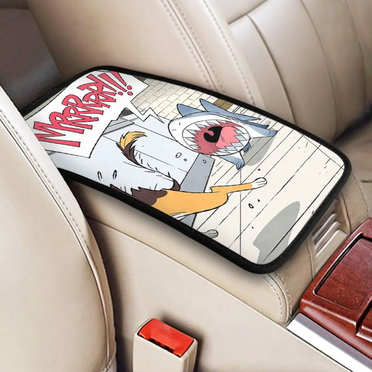 

Jeff The Land Shark Car Center Console Cushion Pad Car Armrest Seat Box Cover Protector for Car Decor Accessorie Universal