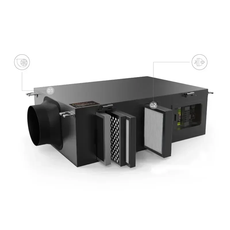 Ceiling Mounted Home Hepa Filter Air Exhaust Fresh Air Ventilation System for Home Ventilation