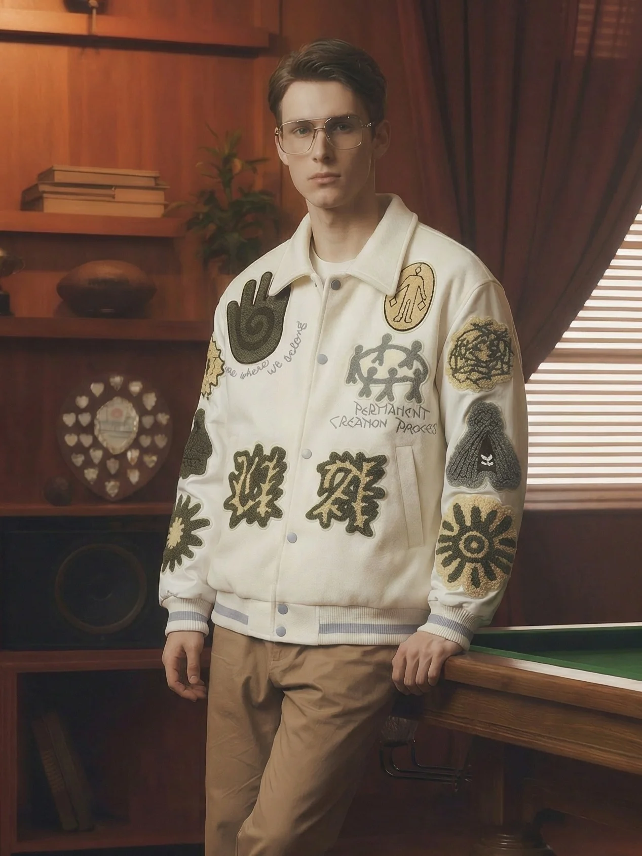 

Retro American Embroidered Jersey Sle Baseball Jaet Men's Women's Couple's Outerwear Faion Urban Youth Spring Autumn