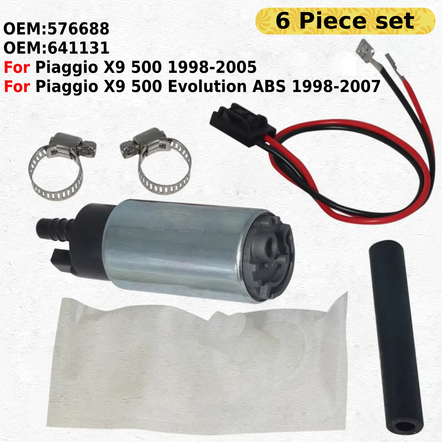 

Motorcycle Fuel Pump For Piaggio X9 500 Evolution ABS 1998 1999 2000 2001 2002 2003 2004 2005 2006 2007 Years OEM:576688 /641131