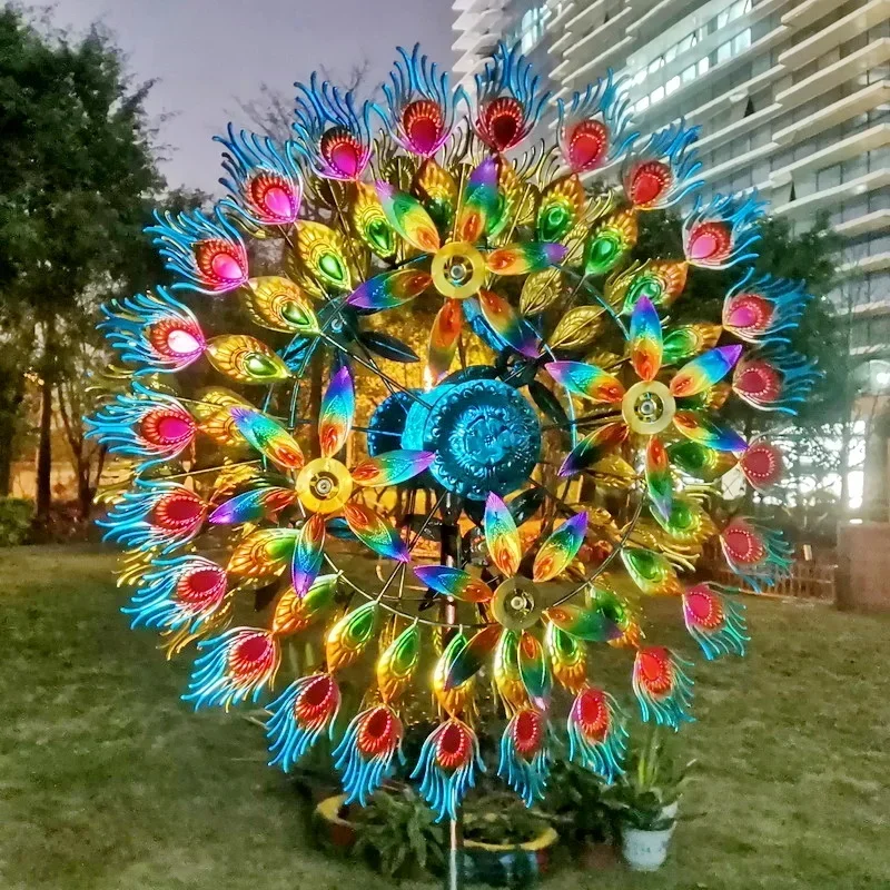 Windmill Outdoor Garden Decoration Solar Led Lamp Exterior House Courtyards Gardening Accesorries Wind Spinners Vane