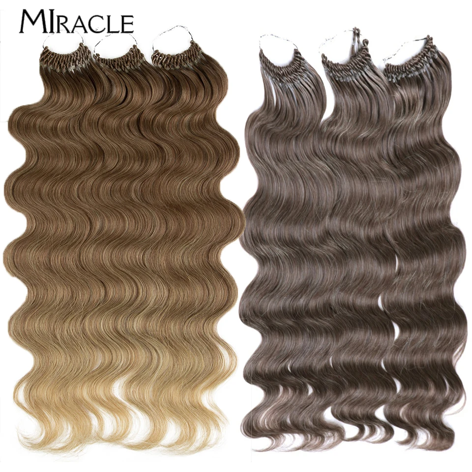 MIRACLE-mechones de pelo sintético ondulado, extensiones de cabello falso rizado, suave, ganchillo, 24 pulgadas, paquete de 3 unids/lote