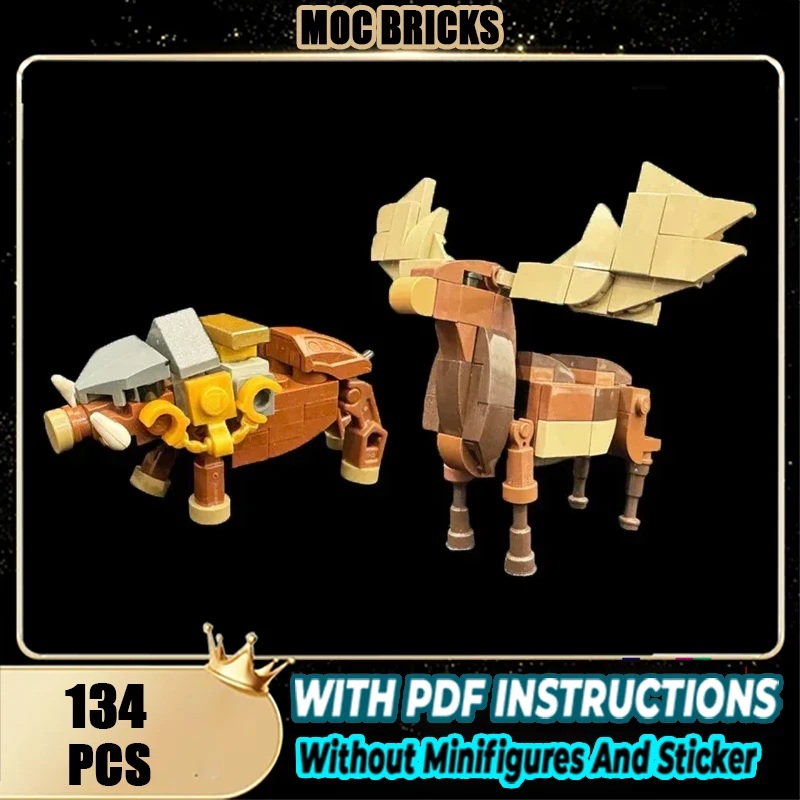 

Кольцо-модель фильма Moc, строительные блоки, модульная модель дикого кабана и лося, технология, модульный кирпич, сделай сам, строительные игрушки, подарки