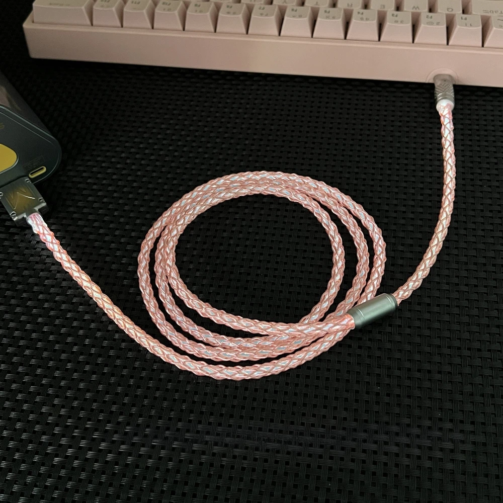DIY ręcznie robione metalowe USB typu C świecące białe światło 8K do gier oś magnetyczna klawiatura mechaniczna kabel do ładowania przesuwana klamra — zdjęcie produktu 3