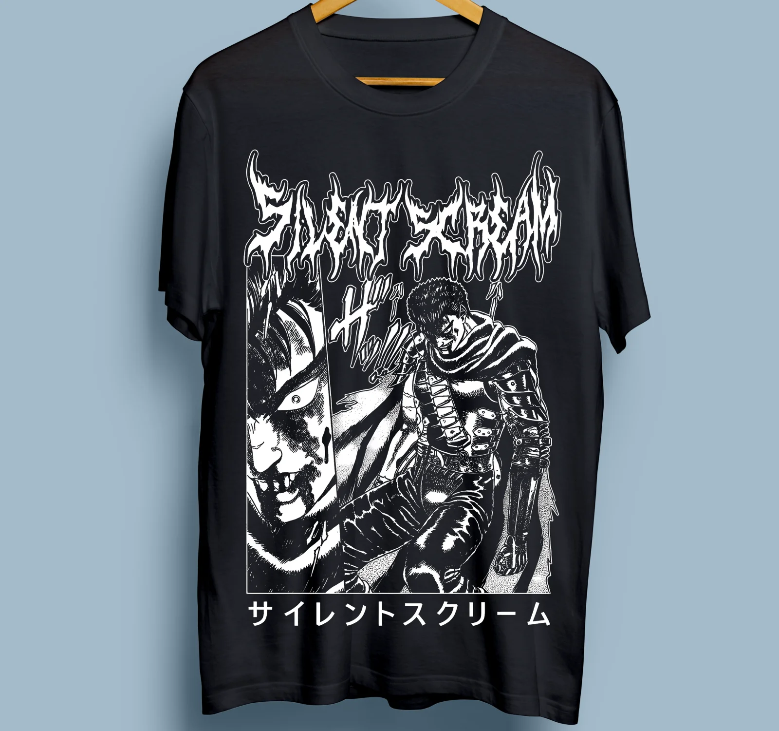 Berserk T-shirt Manga Strip Guts Berserker Armour Anime Black shirt