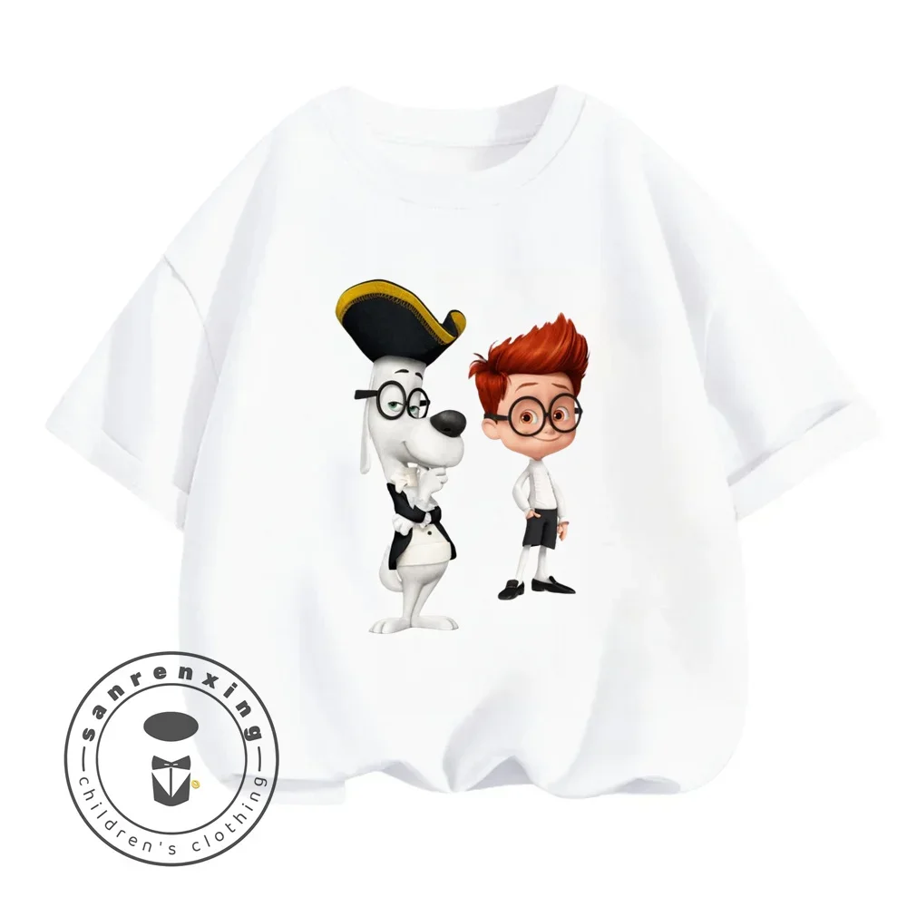 Anime Mr. Peabody & Sherman Costumes Boys Girls Kids Summer Short-sleeved Superhero Training Uniform Tracksuit Top T-shirt