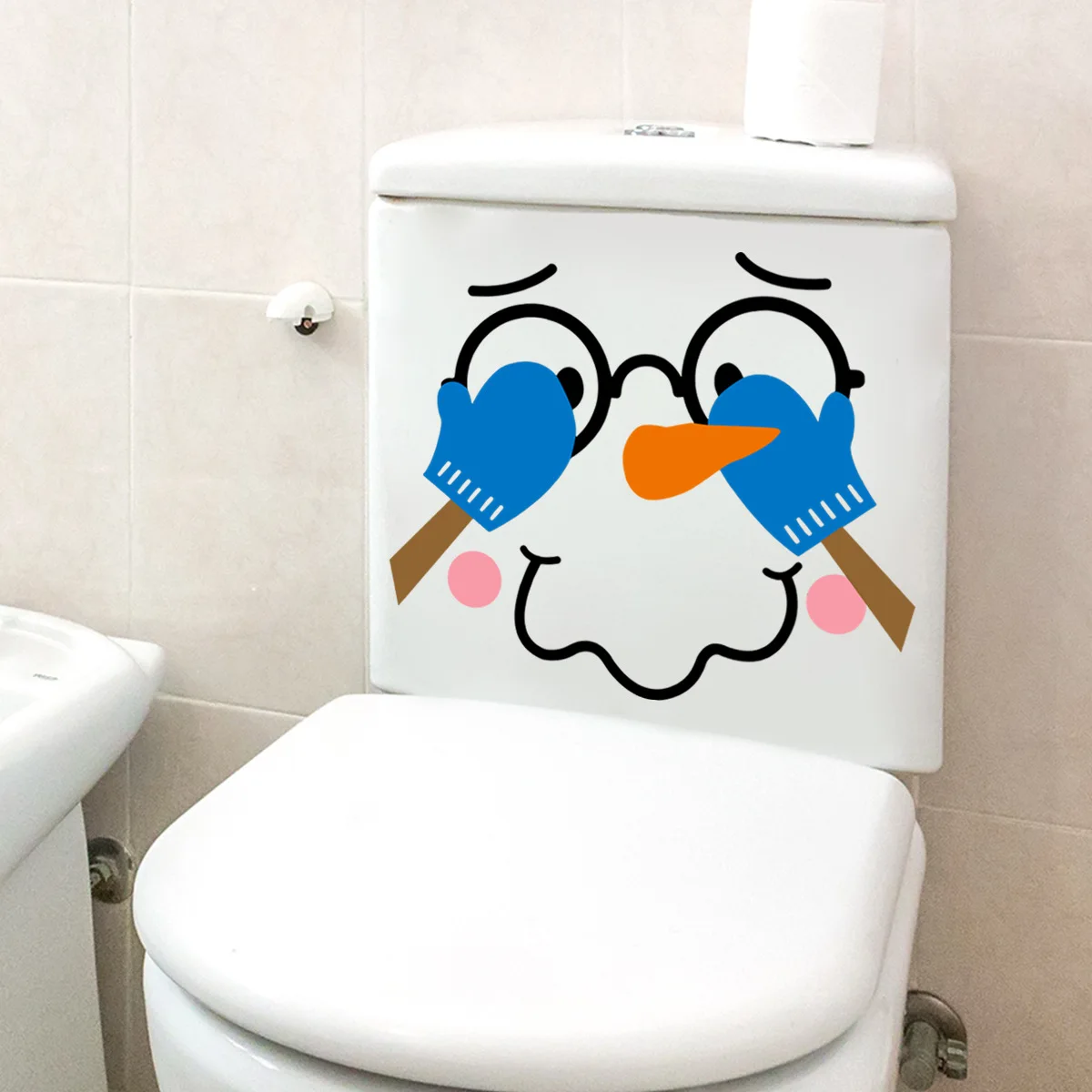 

30*30 см наклейки на стену с рисунком снеговика, украшения для туалета, ванной комнаты, наклейки для туалета, зимние рождественские наклейки на стену Ms595