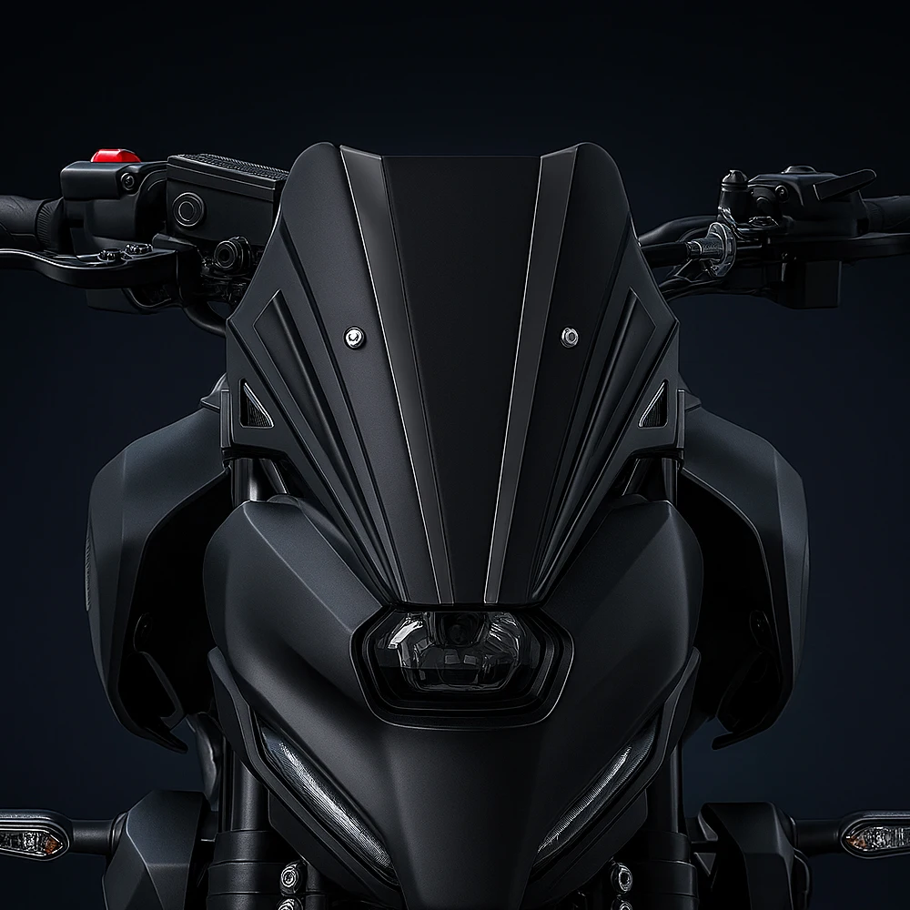 Black Aluminum Sport Windscreen Visor Deflector for MT-07 GEN4 2025-2026 Motorcycle - Fits MT07 Y-AMT MT07 Models