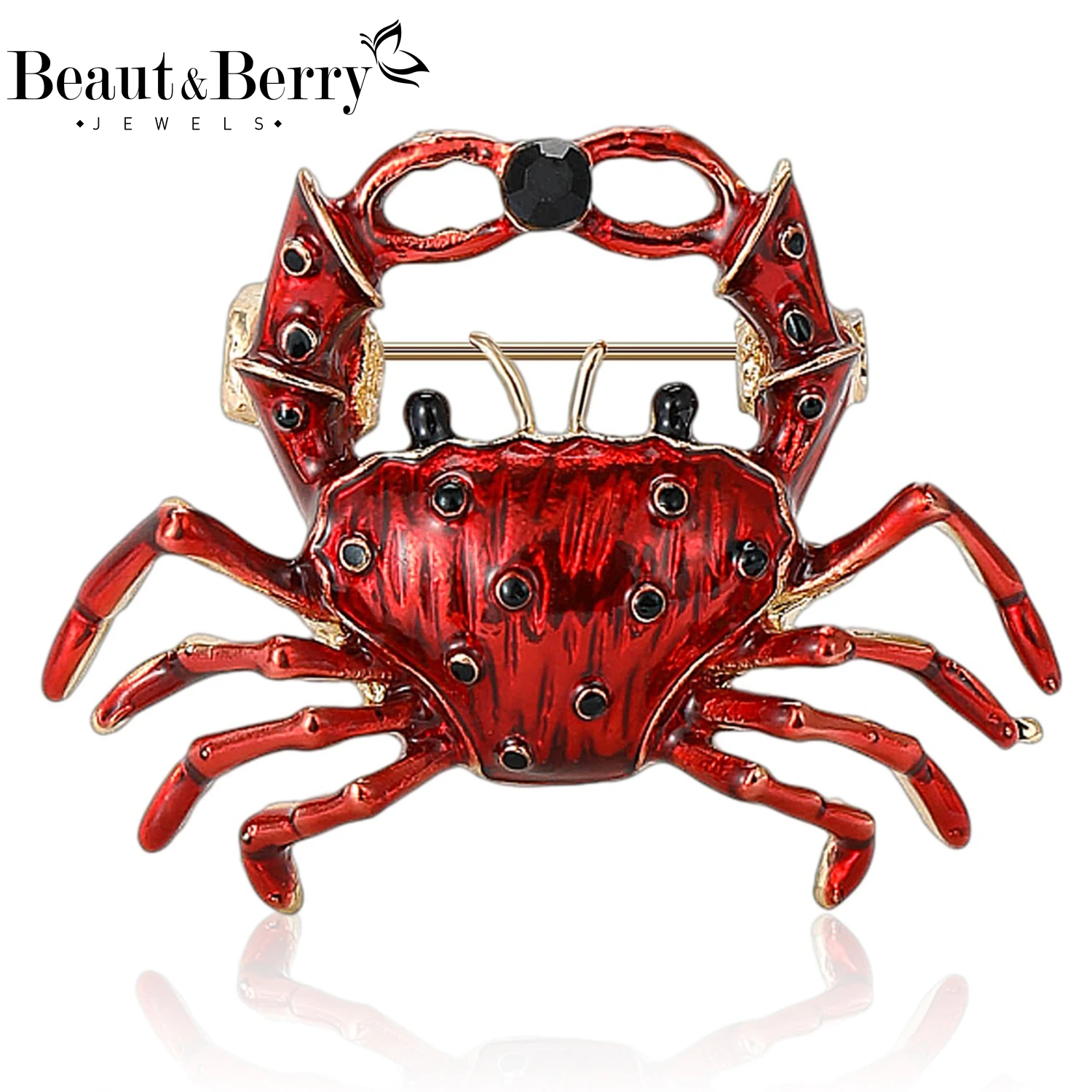 Beaut&Berry Trendy Enamel Crabs Brooches for Women Unisex Ocean Animal Pins Casual Party Jewelry Accessories Gifts Decoration