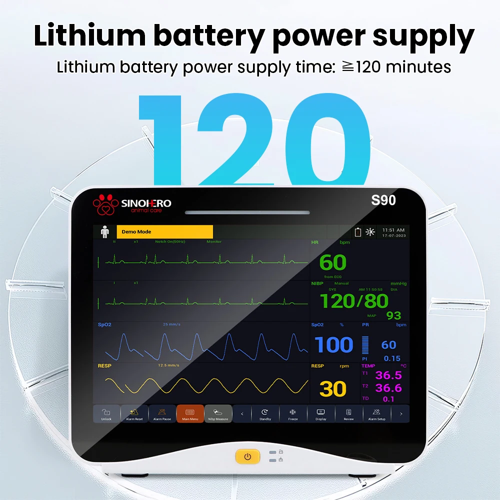 

SINOHERO Veterinary Monitor ECG Machine Portable Touch Screen Monitor with SpO2/NIBP/TEMP Medical Equipment