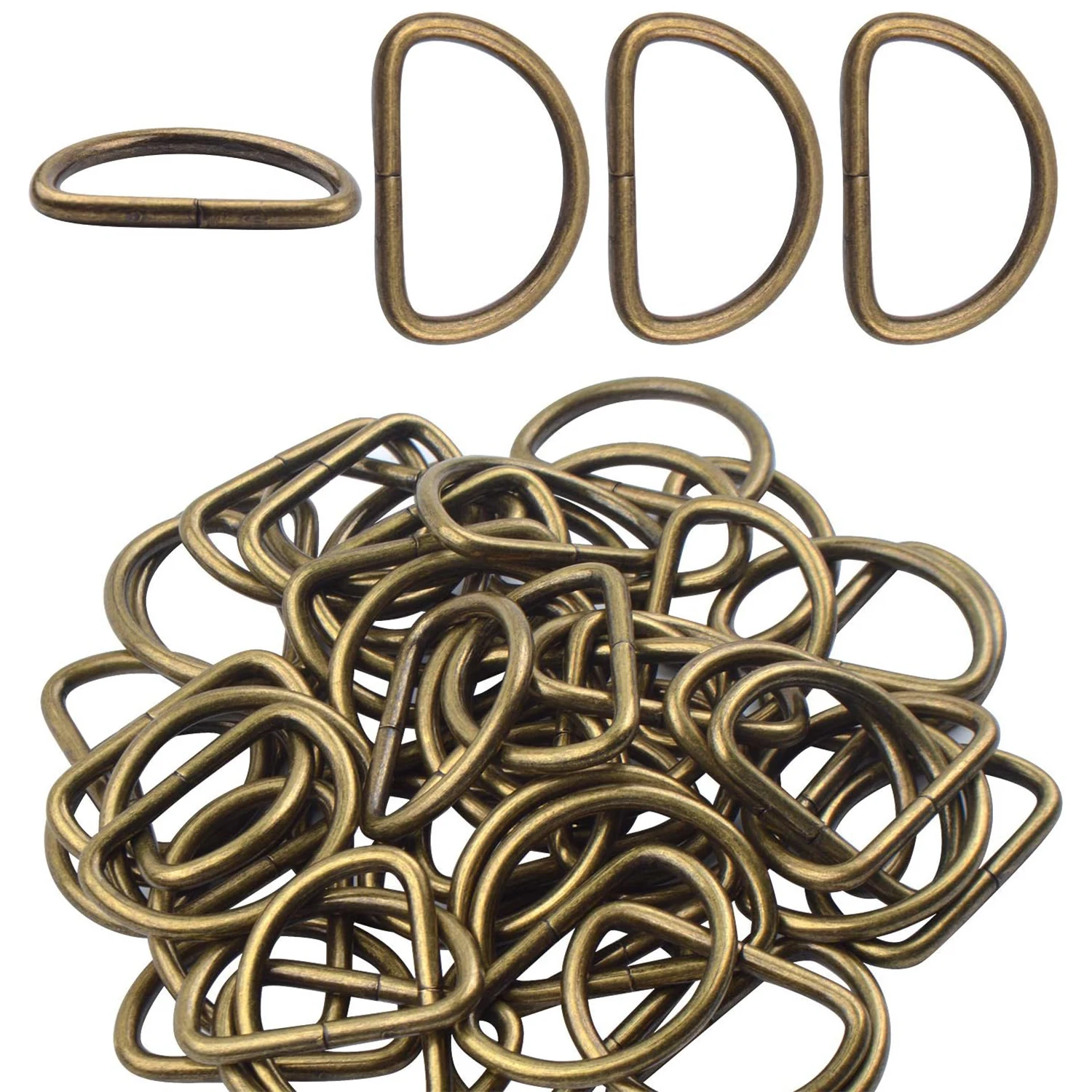 

50 Pieces Multi-Purpose Metal D Ring Bronze for Bag Landyard DIY Craft Accessories,25mm