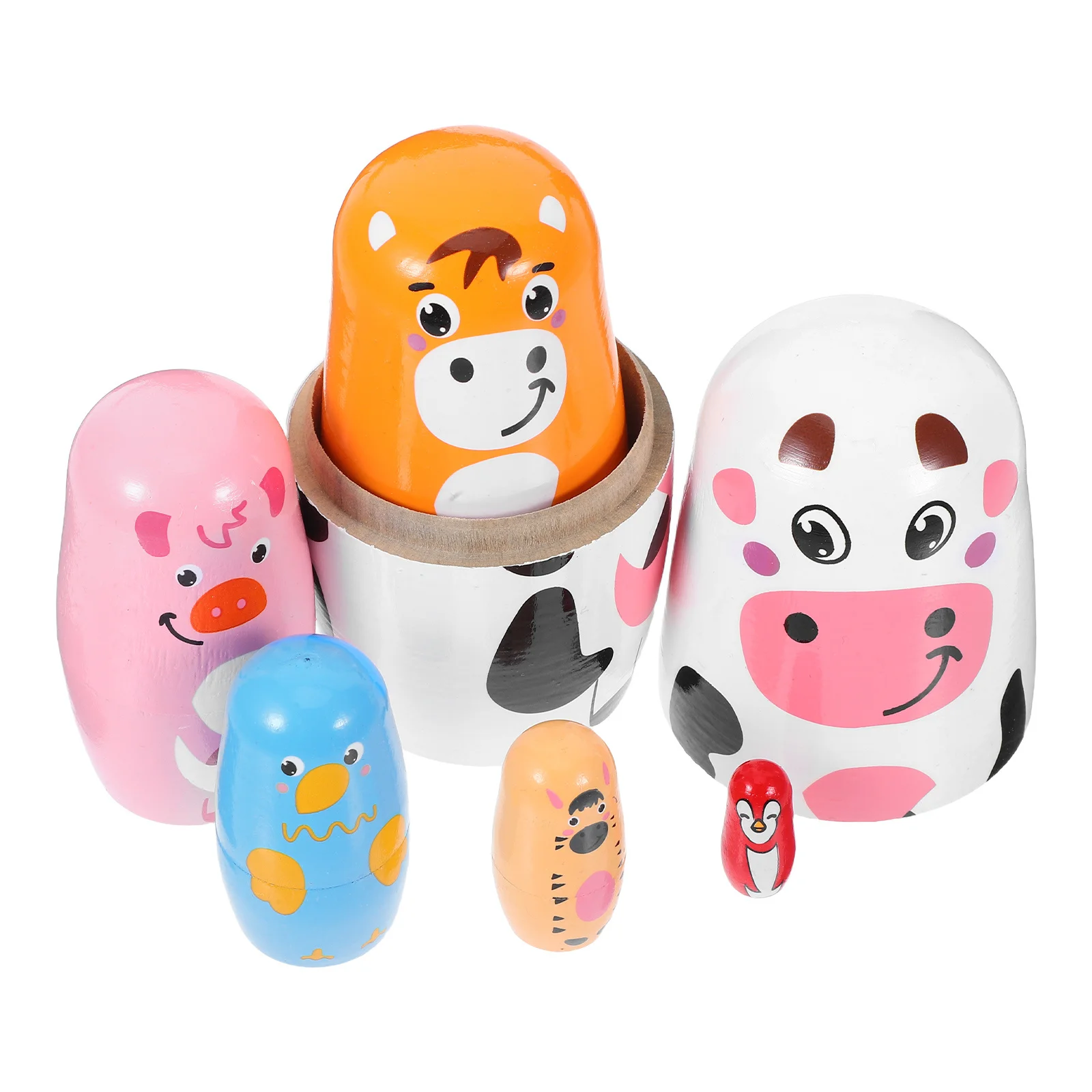 

1 комплект, деревянная матрешка с рисунком животного, русская матрешка, штабелируемый стол, центральная часть, образовательные поделки, гнездо