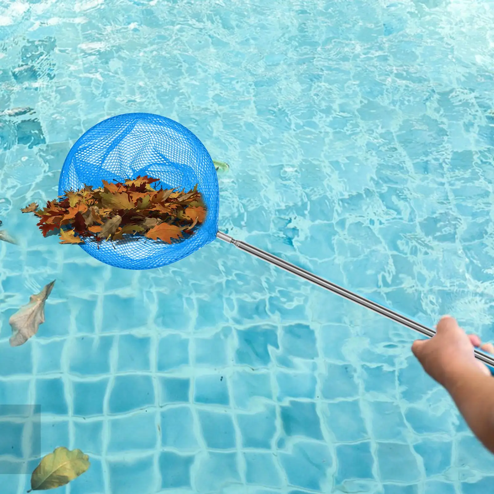 Pool Skimmer Net With Telescopic Pole Stainless Steel Fishing Nets Kids Outdoor Butterfly Net Pond Swimming Pool Cleaning Tools