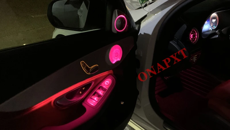 Komplettes Set 64 Farben für Mercedes Ambientebeleuchtung LED C/GLC 2014-2022 x253 w205 Turbinen-Luftauslass Rotierende Hochtöner-Beleuchtung – Detail 8