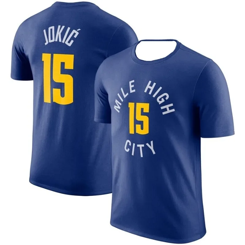 Popular Football Jokic No.15 Nuggets Championship Shirt Same Shirt Men's and Children's T-shirt Comfortable and Breathable