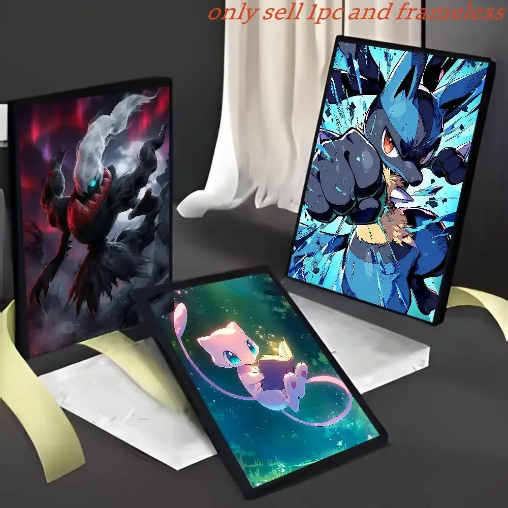 Frameless canvas paintings,Pokemon Peripherals Lucario Greninja Pikachu Anime Canvas Poster Wall Decor