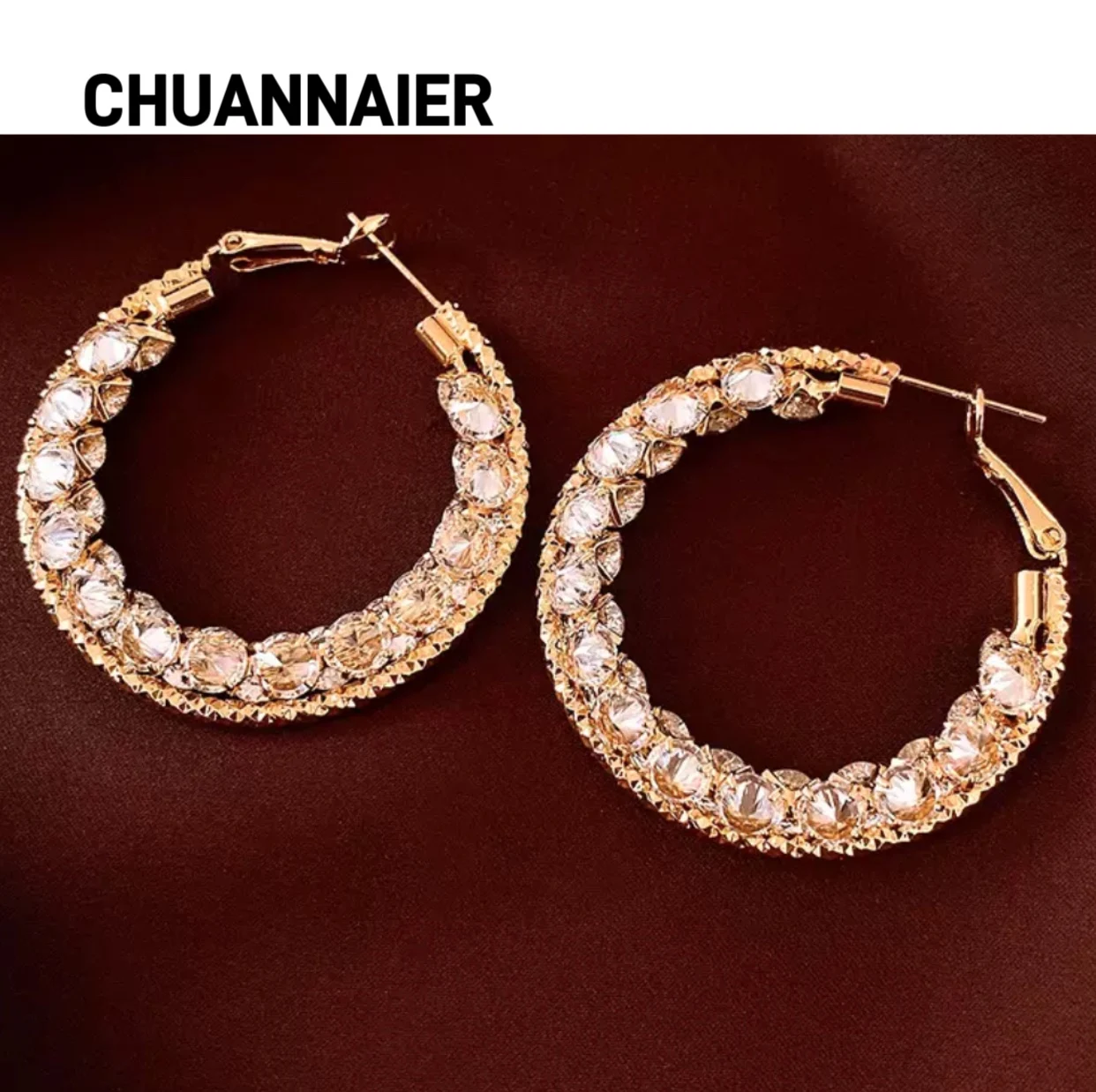 

Hot sale new style super shiny earrings luxurious Korean temperament big earring round hot sale retro exaggerated earring