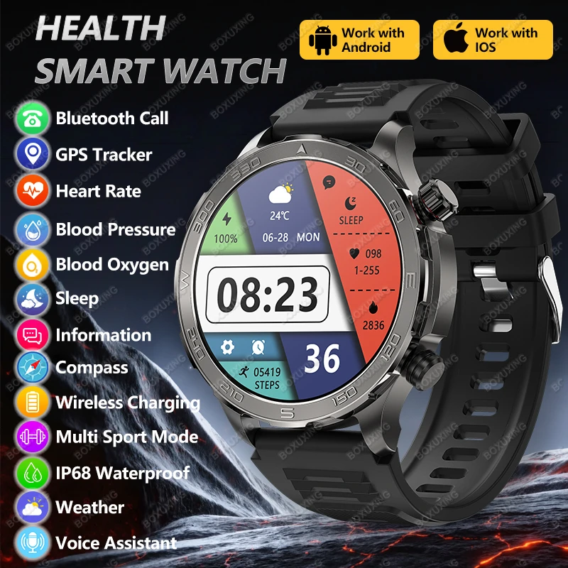 

Новые смарт-часы 2026 года с GPS, отслеживанием пульса, компасом, AMOLED-экраном 1,53 дюйма, GPS-трекингом и Bluetooth-звонками для Android и iOS